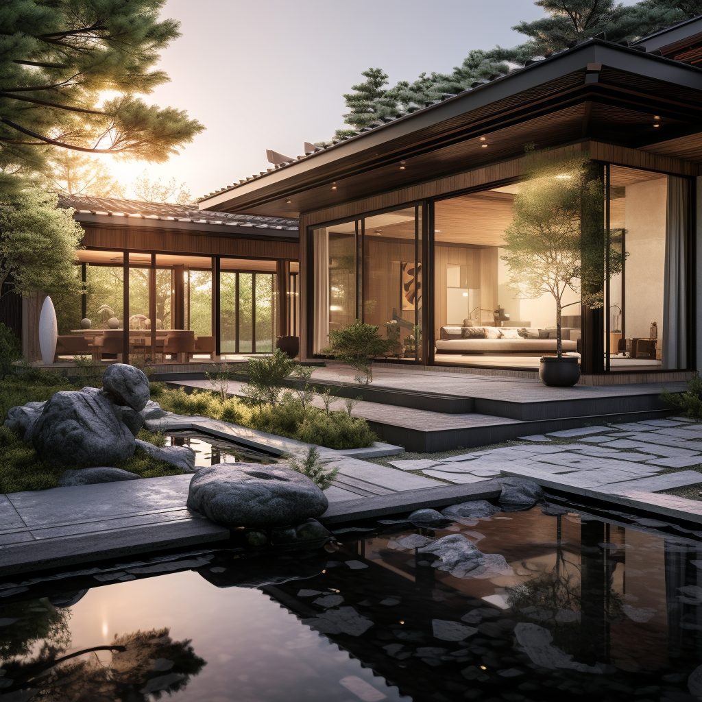 Fachada de Casa Estilo Japandi