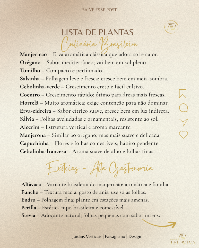 Lista de Plantas para Jardim Vertical de Ervas