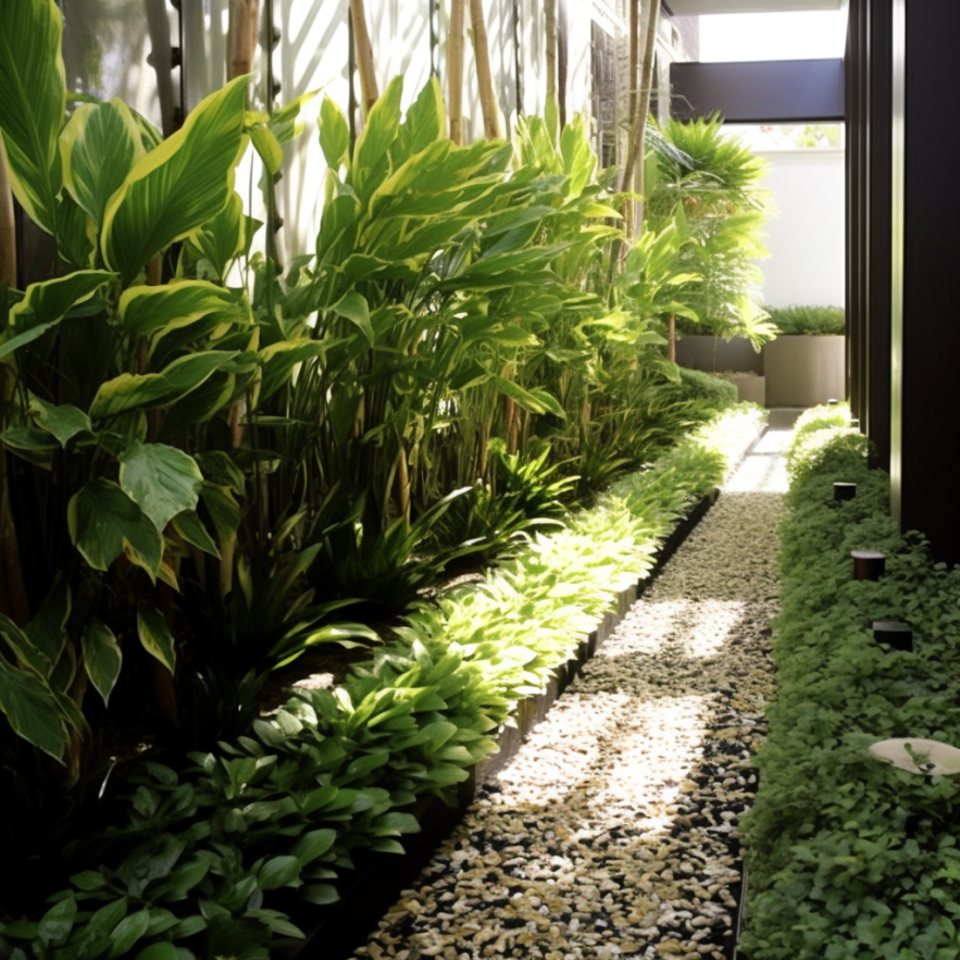 muro lateral paisagismo externo estreito