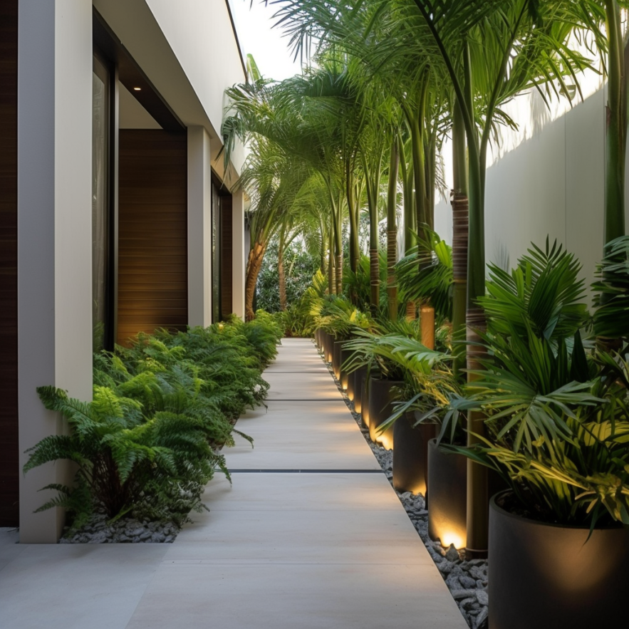 muro lateral corridor estreito paisagismo