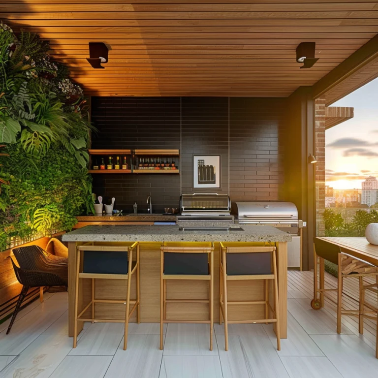 jardim vertical para varanda gourmet sofisticado